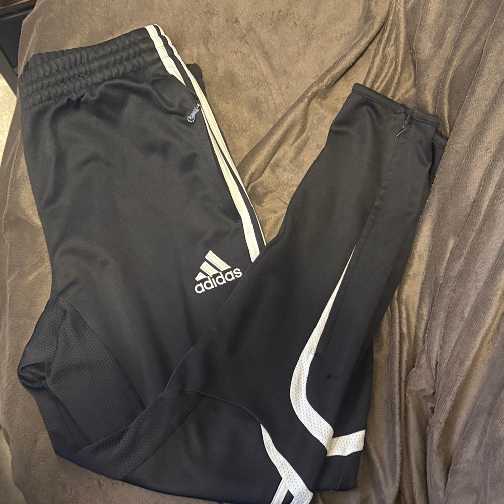 Adidas M Black Joggers with White Stripes